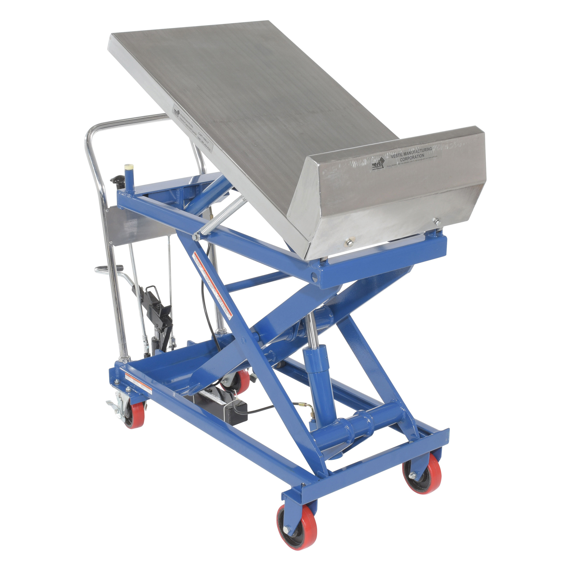 Vestil Sequence Select Lift and Tilt Cart - 1000-Lb. Capacity, 17.625in. Lowered Height, 34.25in. Raised Height, Model# CART-1000-LT